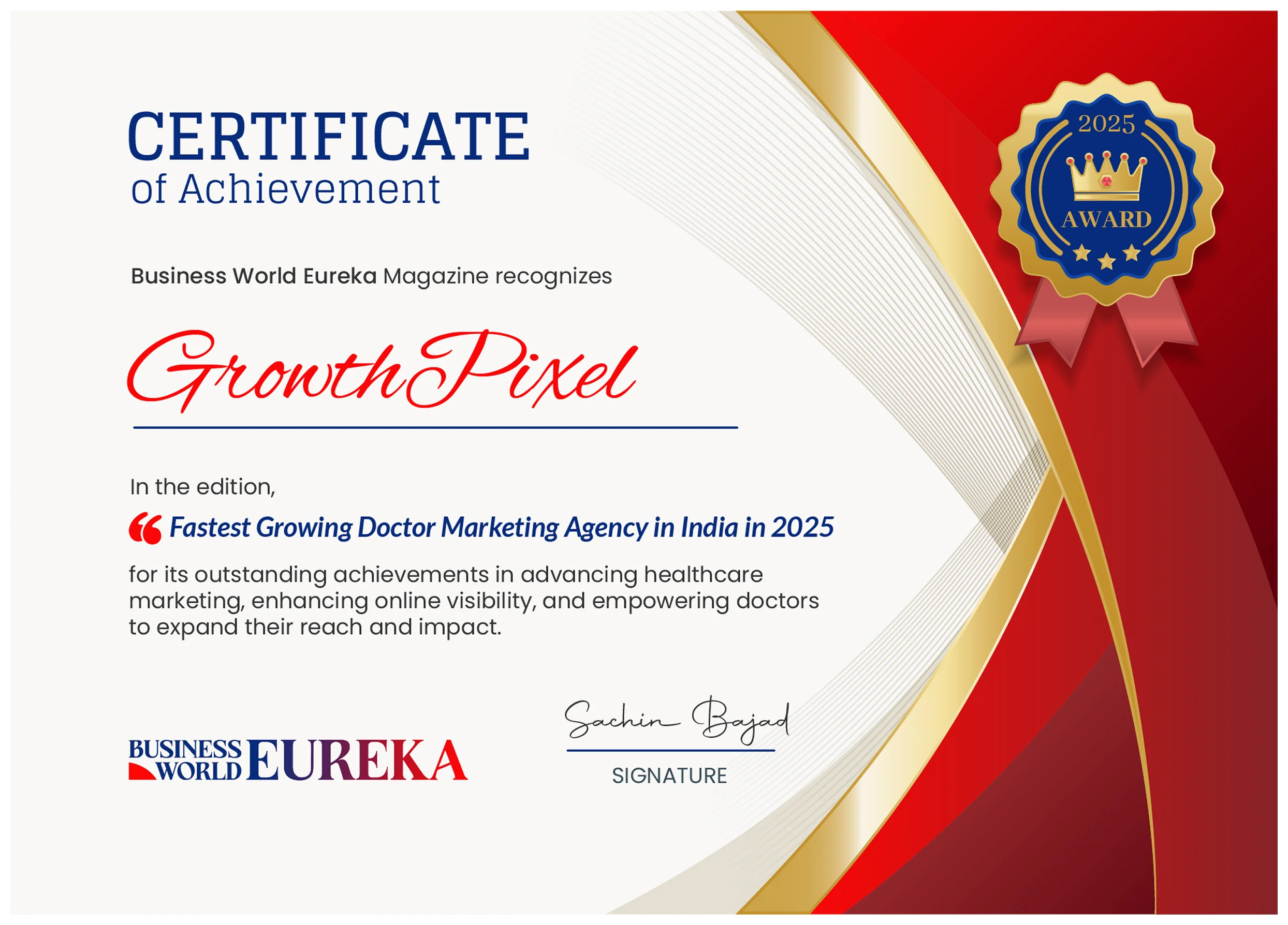 GrowthPixel Awarded Fastest Growing Doctor Marketing Agency in 2025
