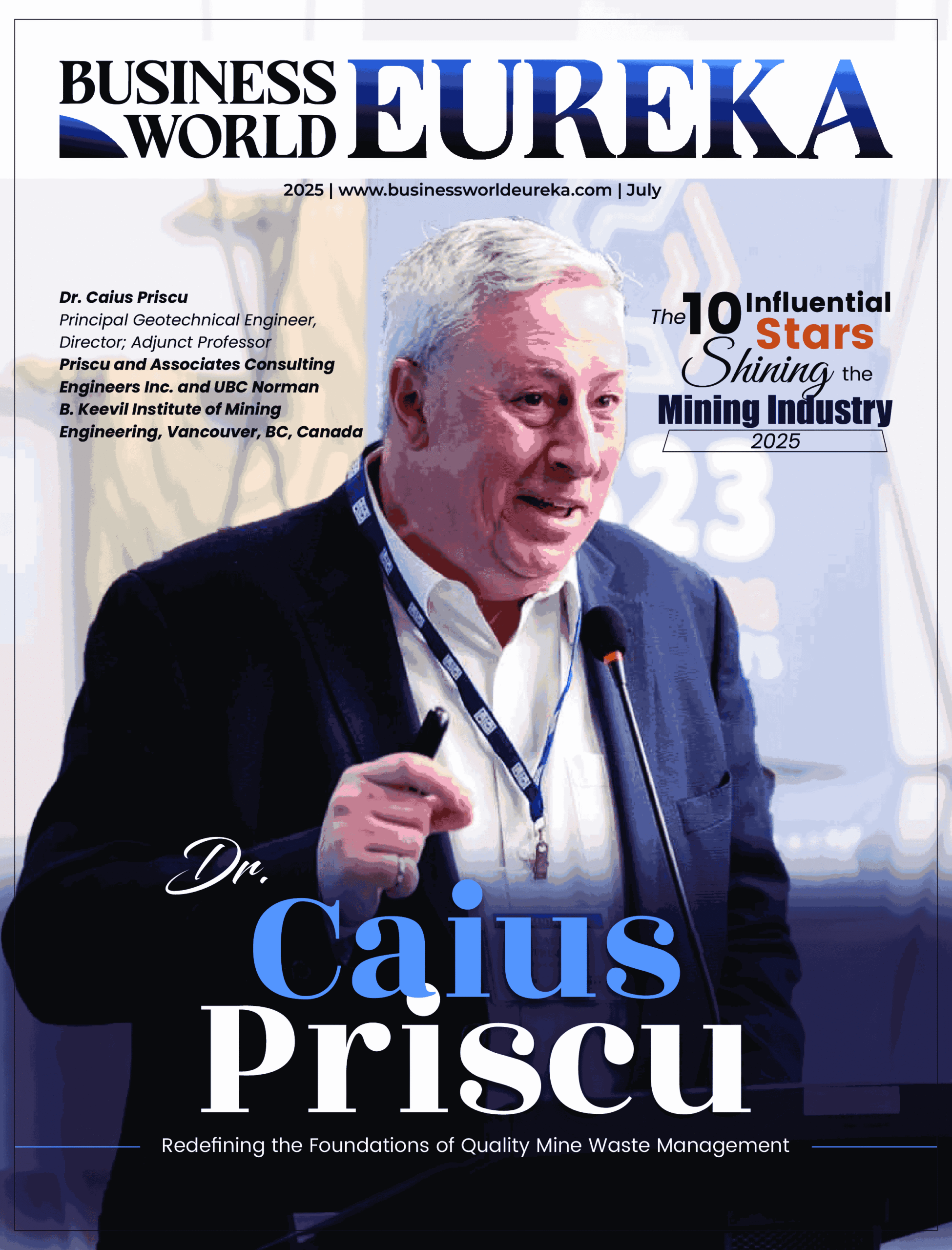 Dr. Caius Priscu featured on Business World Eureka’s July 2025 cover