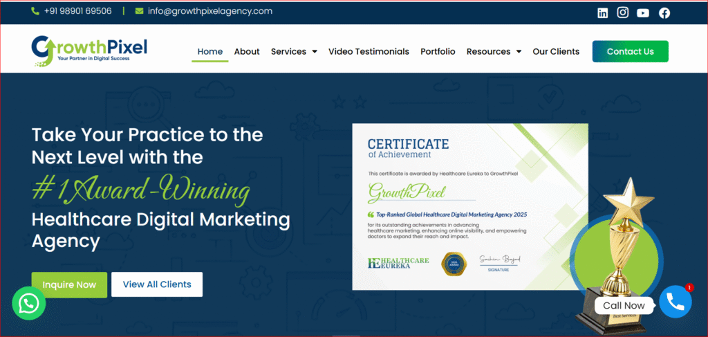 GrowthPixel – Award Winning Healthcare Marketing Agency Homepage Banner