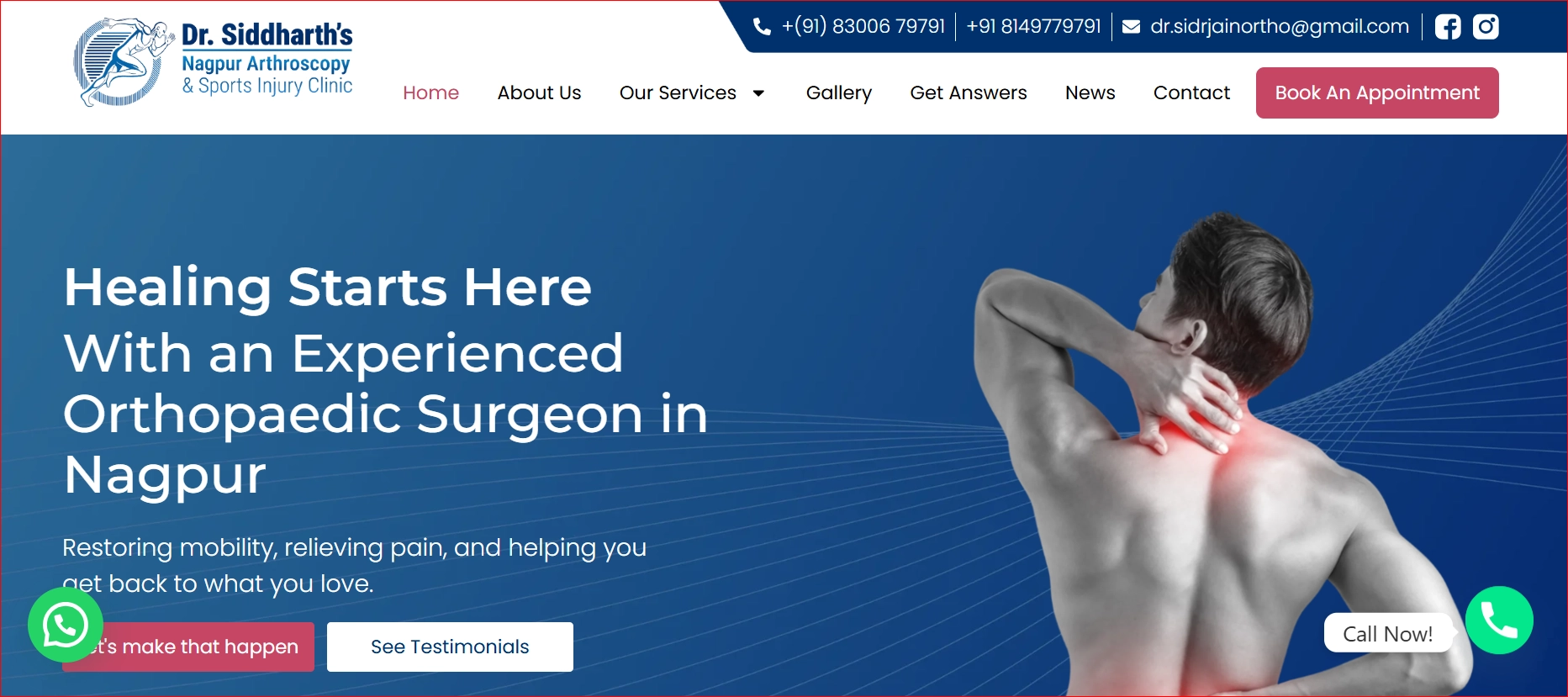 Orthopaedic surgeon in Nagpur treating neck and back pain
